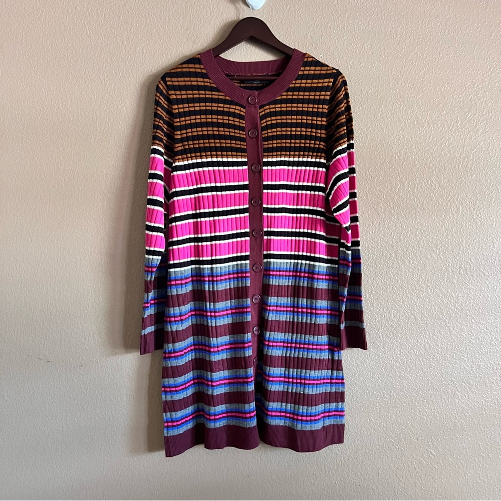 Lane Bryant Long Striped Button Down Cardigan Size 18/20 NWT